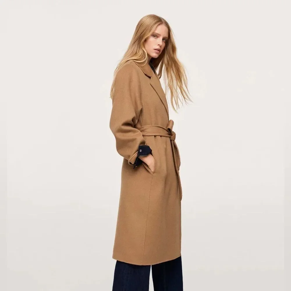 Mango Wool Blend Belted Coat Bloggers Fav New - Picture 15 of 16